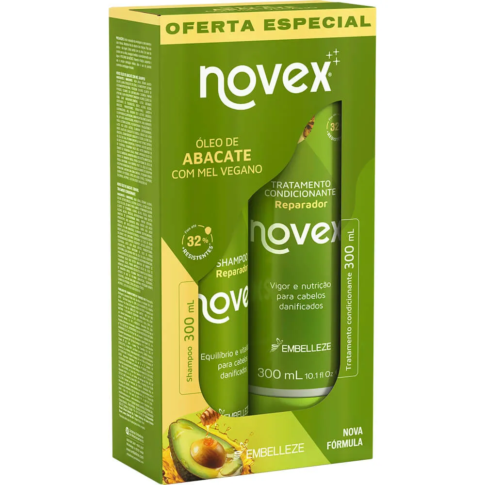 Kit Novex Shampoo 300ml e Condicionador 300ml Óleo de Abacate