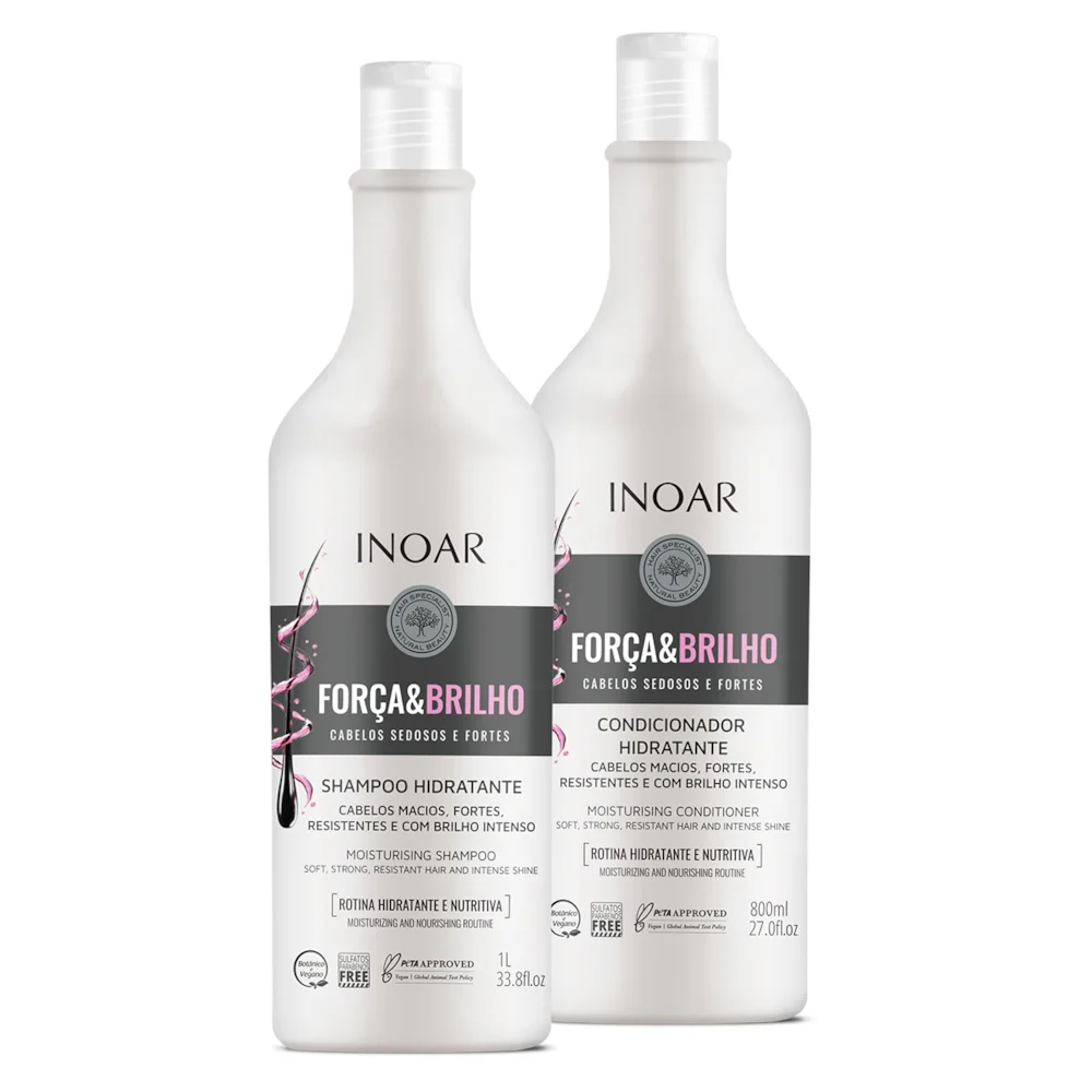 Kit Inoar Shampoo 1l + Condicionador 800ml Força e Brilho