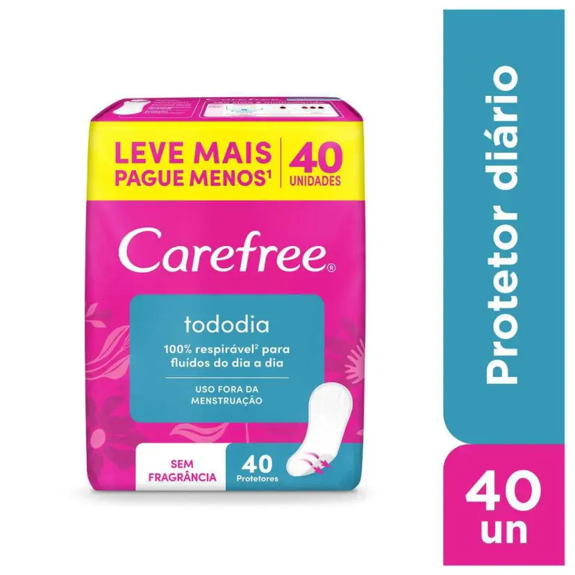 Absorvente Carefree sem fragrância com 40 unidades