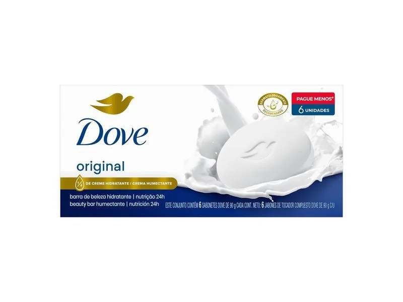 Kit sabonete em barra Dove Original com 6 unidade 90g cada