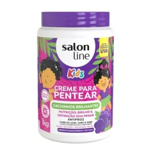 Salon Line, Creme de Pentear Kids, Cachinhos Brilhantes, Uva, Vegano - Para Cabelos Ondulados, Cacheados e Crespos, 1kg