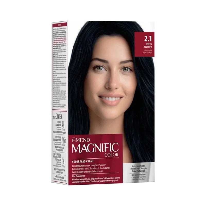 KIT COLORAÇÃO AMEND MAGNIFIC COLOR 2.1-Preto-Azulado.