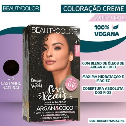 Coloração BeautyColor Creme Cabelo Cores Reais 4.0 CASTANHO NATURAL - Imagem 2