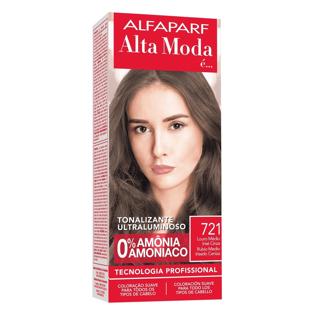 Tonalizante Alfaparf Alta Moda Louro Médio Irisé Cinza 721- 0% Amonia  120g