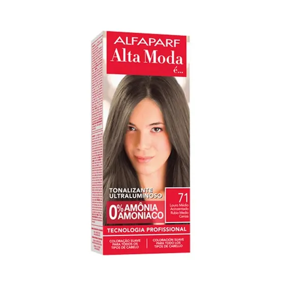 Tonalizante Alta Moda 71 Louro Médio Acinzentado 120G Alfaparf 0% amonia