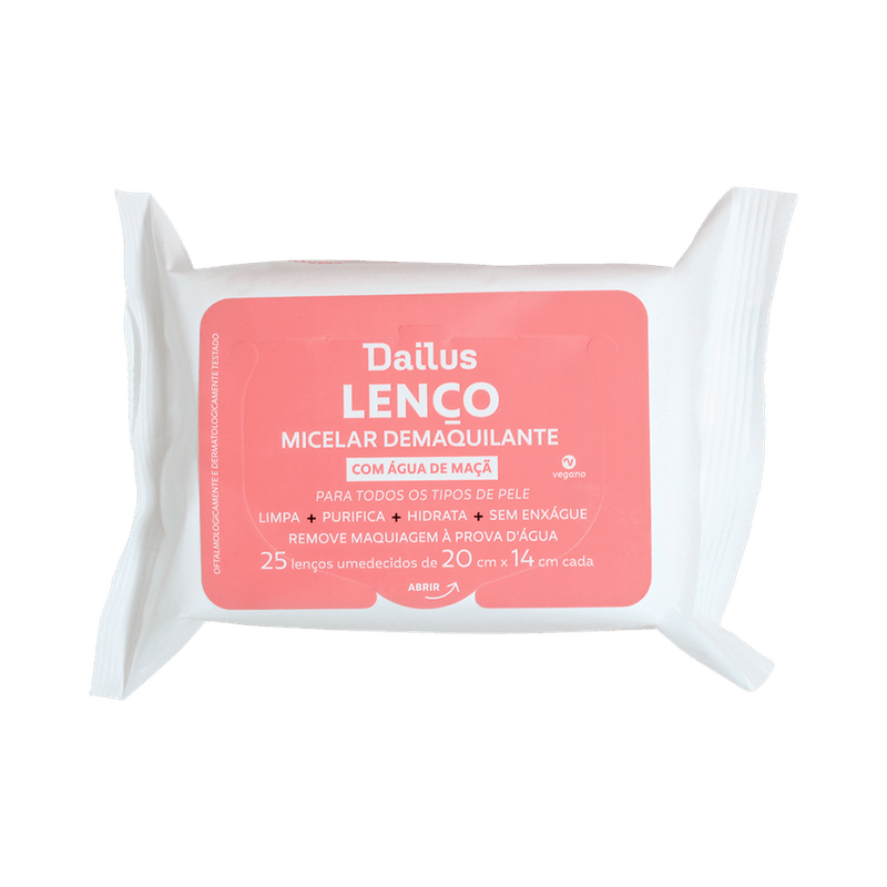 Lenço Micelar Demaquilante Facial Dailus 25 Unidades