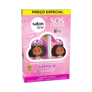 Kit Shampoo 300ml e Condicionador 200ml SOS Cachos Kids Hidratação Salon Line