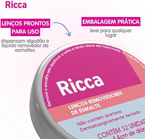 Lenço Removedor de Esmalte com 32 unidades Ricca - Imagem 3