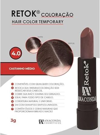 Retoque De Raiz Capilar Stick Anaconda 4g Castanho Médio 4.0
