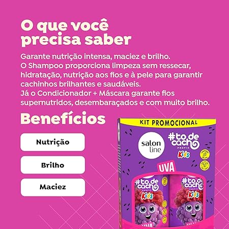 Salon Line, Kit Shampoo e Condicionador, #todecacho Kids, Uva, Vegano - Para Cabelos Ondulados, Cacheados e Crespos - Imagem 4