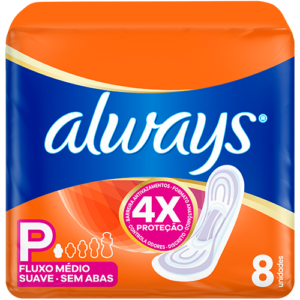 Always Suave Absorvente sem Abas Tamanho P 8 Unidades