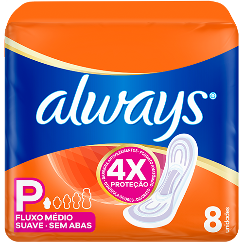 Always Suave Absorvente sem Abas Tamanho P 8 Unidades