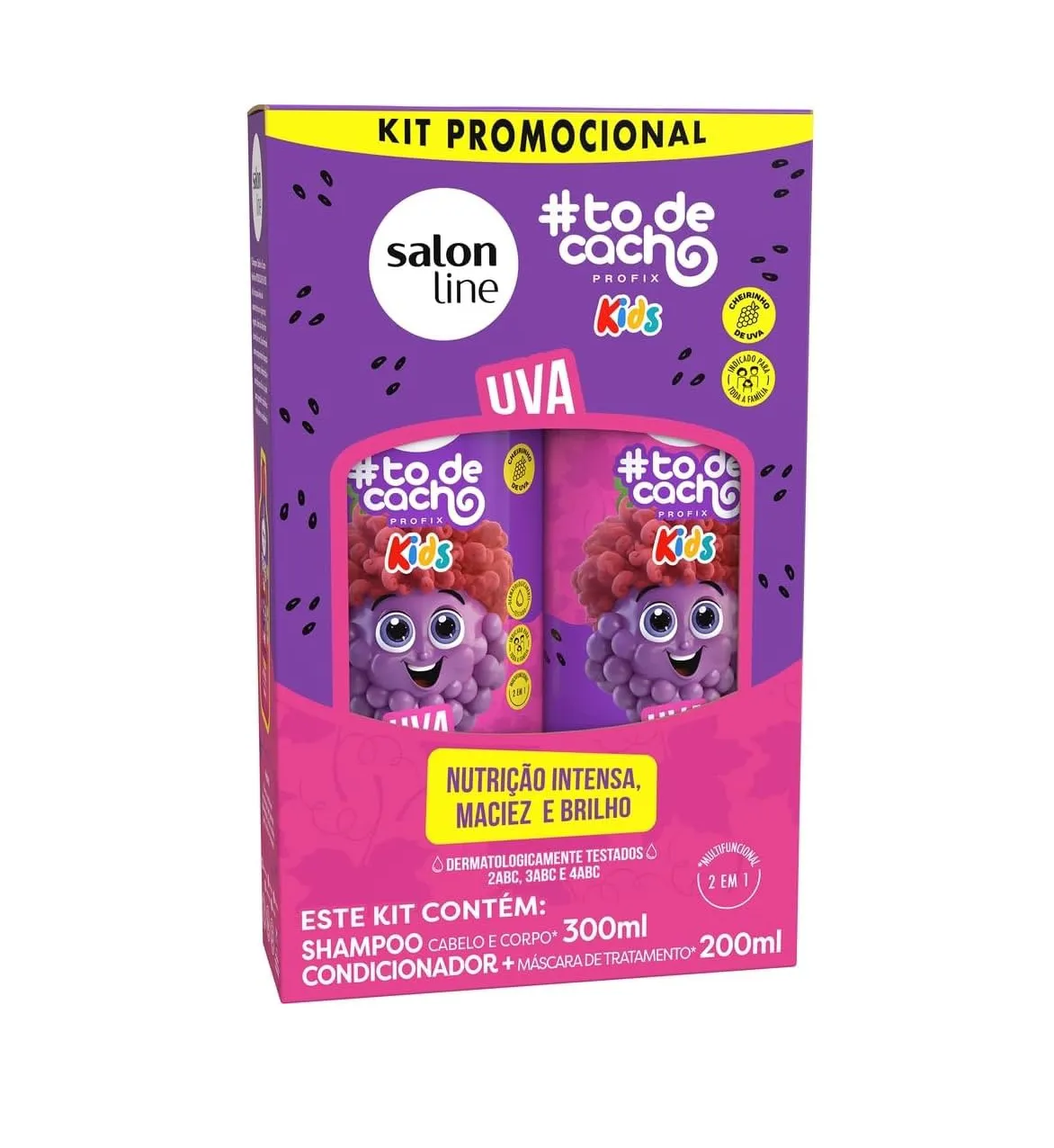 Salon Line, Kit Shampoo e Condicionador, #todecacho Kids, Uva, Vegano - Para Cabelos Ondulados, Cacheados e Crespos