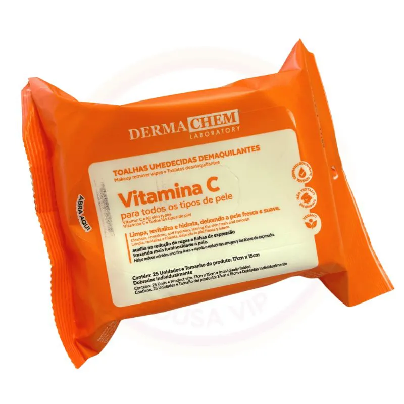 Lenço Umedecido Demaquilante Vitamina C  Dermachem Anti-idade C 25un
