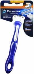 Aparelho Barbear Persomax Confort 3lamina aço em cromo Azul 1unidade